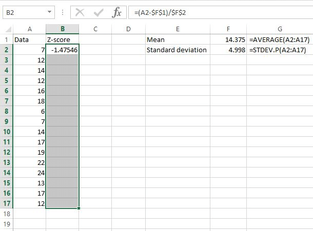 Как посчитать z score в excel